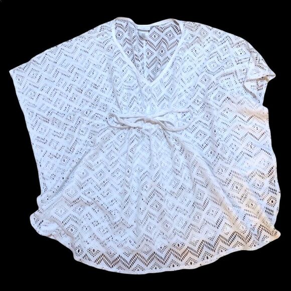 Jaclyn Smith women’s medium white Swimsuit Cover‎ sheer cut out design front tie - Picture 13 of 14